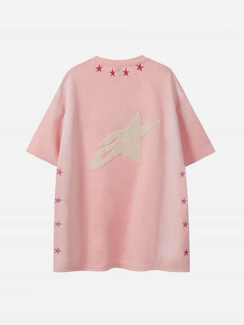 T Shirts Aelfric Eden Towel Embroidery Star Tee Rose | KGY-38302680